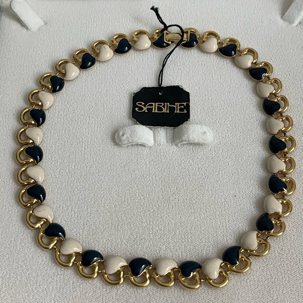 Sabine Gold and Cream Necklace with Black Accents